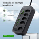 🔌Tomada de extensão Brasil: filtro de linha com soquete USB, 100-220 V e 10 A!